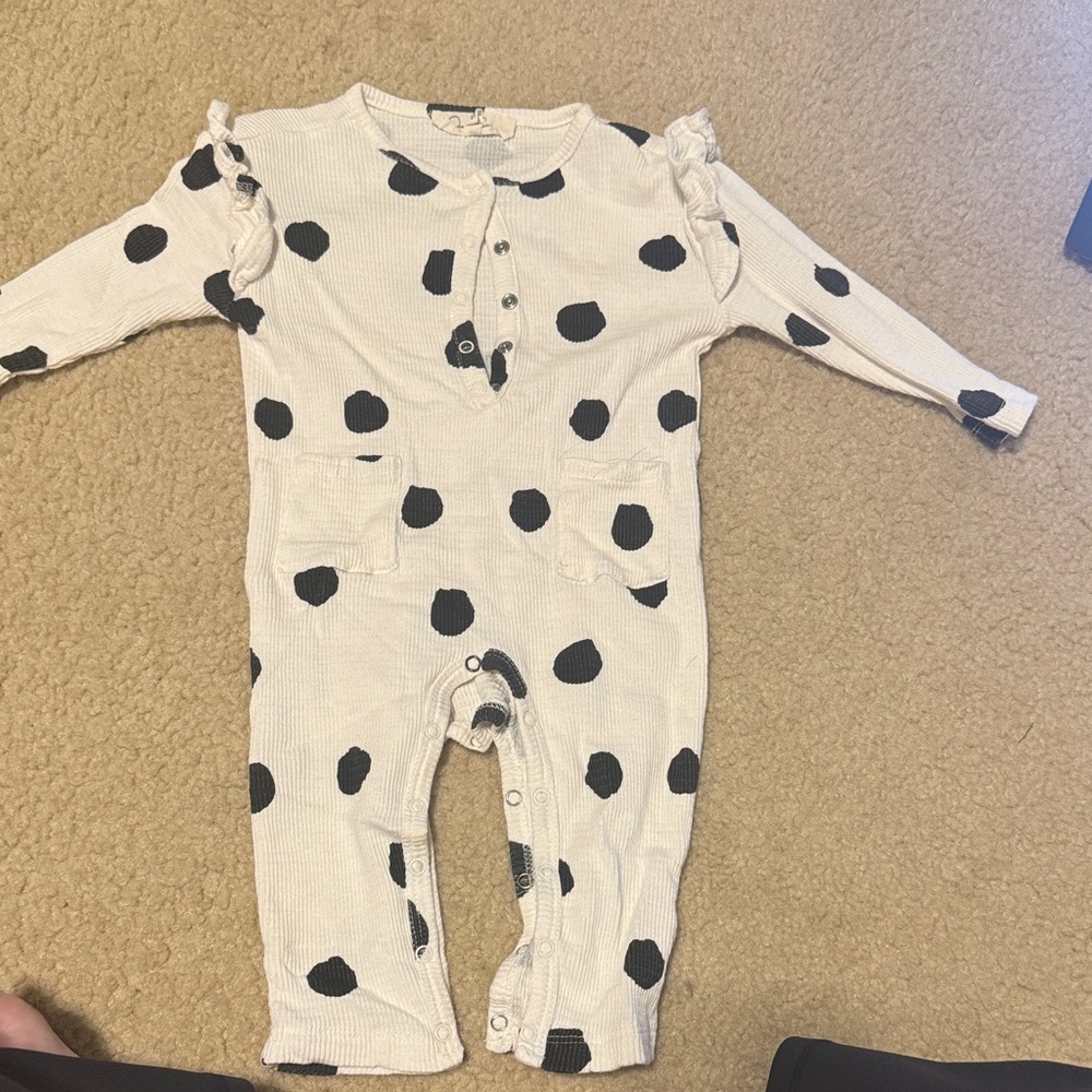 Jessica Simpson Cream and Black Polka Dot Footie